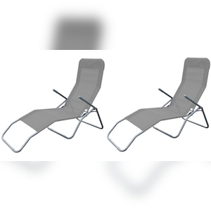 Lex 2er Set Siestaliege Kippliege Sonnenliege Strandliege Garten klappbar hellgrau Image