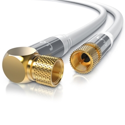Primewire SAT-Kabel, Koax, F-Stecker, HDTV SAT Koax Kabel 90° gewinkelt, 4fach Schirmung, 135dB, 75Ohm - 15m Image