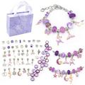 Charm Bracelets Kit for Girls Jewelry Making Kit with Bracelet Beads for Jewelry Making and DIY Crafts - Purple