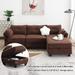 L-Shaped Sectional Sofa Teddy Velvet Couch w/Pillows & Ottoman, Beige