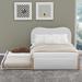 Upholstered Platform Bed with Wood Supporting Feet and Twin Size Trundle