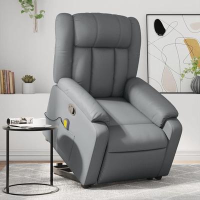 vidaXL Stand up Massage Recliner Chair Black Faux Leather