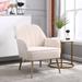 Teddy fabric Ivory Ergonomics Accent Chair Living Room Chair Bedroom Chair Home Chair With Gold Legs And Adjustable Legs