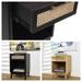 Sierra 26" Height Black and Natural Cane 1-Drawer Modern Nightstand