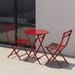 3 Piece Foldable Outdoor Metal Bistro Set with Round Table and Chairs