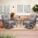 3 Piece Outdoor Wicker Swivel Rocker Chairs Conversation Set with End Table