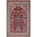 Vegetable Dye Red Wool & Silk Isfahan Persian Rug Hand-Knotted - 3'7"x 5'7"