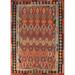 Orange Geometric Kilim Oriental Area Rug Handmade Wool Carpet - 8'7"x 11'3"