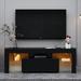 Black TV Stand with LED RGB Lights,Flat Screen TV Cabinet, Gaming Consoles - in Lounge Room, Living Room and Bedroom