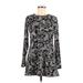 J.Jill Casual Dress - Mini Crew Neck Long sleeves: Black Paisley Dresses - Women's Size X-Small - Print Wash