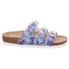 Pantolette ROHDE "Alba", Damen, Gr. 38, bunt (jeans multi), Nubuklederimitat, klassisch, Schuhe, Sommerschuh, Schlappen, Hausschuh mit buntem Druck, G-Weite = weit