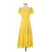 ABound Casual Dress - A-Line Square Short sleeves: Yellow Print Dresses - Women's Size X-Small