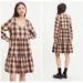 Levi's Dresses | Levis Andy Babydoll Dress Sz Xl Brown Plaid Flannel Tiered Pleated Long Sleeves | Color: Brown/Cream | Size: Xl