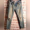 Free People Jeans | Free People Midrise Skinny Raw Hem Light Distressed Jeans | Color: Blue | Size: 26