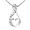 Belinda Jewelz Womens 925 Real Solid Sterling Silver Vertical Infinity Loop Heart Diamond Gemstone Classic Cute Loose Rope Chain Fine Jewelry Accessory Hanging Pendant Necklace, 0.5 Carats, 18-Inch