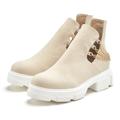 Chelseaboots LASCANA Gr. 39, beige (beige, weiß) Damen Schuhe Schlupfstiefeletten Ankle Boots, Stiefelette mit modischem Ketten-Detail