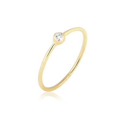 Fingerring ELLI PREMIUM "Solitär Zirkonia 375er Gelbgold" Gr. 56, weiß (weiß, weiß), Fingerringe, Damen, 56mm,mit Steinen, Gelbgold 375, 1mm Image