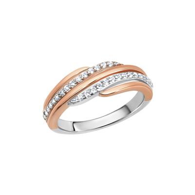 Fingerring ZEEME "Silber 925 zweifarbig mit Zirkonia weiß" Gr. 19,5, rot (rot, weiß), Fingerringe, Damen, 062 (19,7), Silber 925 (Sterlingsilber) Image