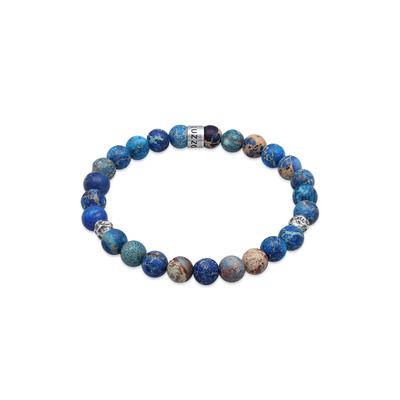 Armband KUZZOI "Herren Achat Perlen Blau Beads 925 Silber" Gr. 21, silber, Armbänder, Herren, 21cm, ohne Stein, Silber 925 (Sterlingsilber) Image