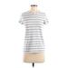 Banana Republic Short Sleeve T-Shirt: Silver Stripes Tops - Women's Size Small