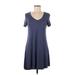 Lulus Casual Dress - Mini V Neck Short sleeves: Gray Print Dresses - Women's Size Medium