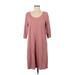 Purejill Casual Dress - Shift Scoop Neck 3/4 sleeves: Burgundy Solid Dresses - Women's Size Medium