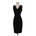 David Meister Cocktail Dress - Sheath V Neck Sleeveless: Black Solid Dresses - Women's Size 2