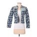 Leifsdottir Blazer Jacket: Short Blue Floral Jackets & Outerwear - Women's Size 2