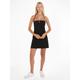 Blusenkleid TOMMY JEANS "TJW FLARE MINI BADGE RIB DRESS" Gr. M (38), N-Gr, schwarz (black) Damen Kleider Freizeitkleider