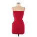 Urban Outfitters Casual Dress - Bodycon Square Sleeveless: Red Print Dresses - Women's Size Small