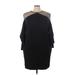 Cocktail Dress - Sheath Cold Shoulder 3/4 sleeves: Black Color Block Dresses - Women's Size 4X