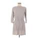 Uniqlo Casual Dress - Mini Crew Neck 3/4 sleeves: Gray Print Dresses - Women's Size Medium