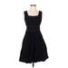 eShakti Casual Dress - A-Line Square Sleeveless: Black Print Dresses - Women's Size X-Small