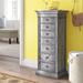 Canora Grey Aitkin Standing Jewelry Armoire w/ Mirror Manufactured Wood in Gray | 40 H x 17.8 W x 13 D in | Wayfair