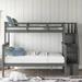 Harriet Bee Stairway Twin-Over-Full Bunk Bed w/ Storage & Guard Rail For Bedroom Color Wood in Gray | 61 H x 54 W x 92 D in | Wayfair