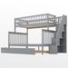 Harriet Bee Twin Over Full Bunk Bed w/ Trundle & Staircase, Gray Wood in Brown/Gray | 65.3 H x 57.8 W x 90.8 D in | Wayfair
