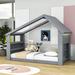 Red Barrel Studio® Twin Wooden House Floor Bed in Gray | 65 H x 43 W x 91 D in | Wayfair 421C213884584B61A37435F533BE81F4