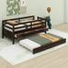 Red Barrel Studio® Low Loft Bed Twin Size w/ Full Safety Fence Wood in Brown | 35.4 H x 41.8 W x 79.5 D in | Wayfair