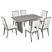 Gracie Oaks Wood Dining Table Set For 6, Farmhouse Rectangular Dining Table & 6 Upholstered Chairs Ideal For Dining Room | Wayfair