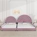 Everly Quinn Baudemont Twin+Full Platform Bed Set w/ Semicircular Headboard & /Upholstered/Velvet in Brown/Pink | Wayfair