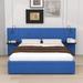 Everly Quinn Beltram Bed Wood & /Upholstered/Velvet in Blue | 38 H x 91 W x 78 D in | Wayfair 919F12C6FF064AAD98668FBB17203D8C