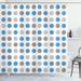 Ebern Designs Anylah Polka Dots Shower Curtain w/ Hooks Included Polyester in Pink/White/Blue | 70 H x 69 W in | Wayfair