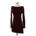 White House Black Market Casual Dress - Mini: Burgundy Solid Dresses - Women's Size Small