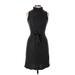 Calvin Klein Cocktail Dress - Party Turtleneck Sleeveless: Black Print Dresses - Women's Size Large