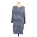 J.Crew Casual Dress - Shift Scoop Neck 3/4 sleeves: Blue Print Dresses - Women's Size Medium