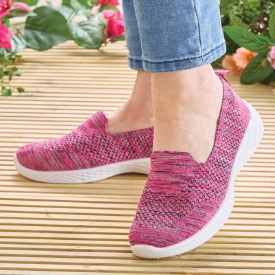 Women’s Memory Foam Slip-on Shoes, Pink, Size 5, Breathable Knit Shoes