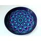 Vintage Metall Tablett blau türkis rund mid century 70er flower power serving tray Pop art