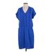 Banana Republic Casual Dress - Mini V-Neck Short sleeves: Blue Print Dresses - Women's Size Small