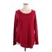 leo rosi Sweatshirt: Red Color Block Tops - Women's Size X-Large