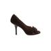 MICHAEL Michael Kors Heels: Slip On Stiletto Cocktail Party Brown Shoes - Women's Size 9 1/2 - Peep Toe
